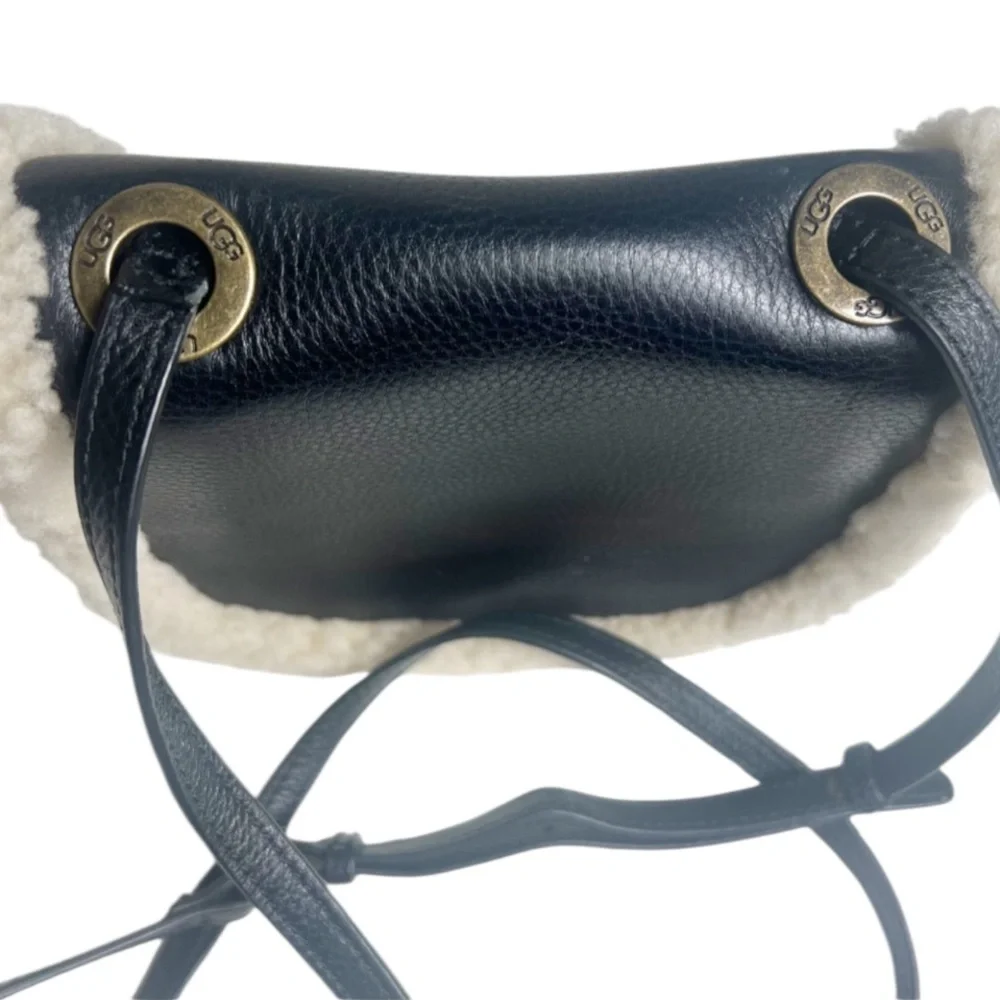 UGG Heritage Leather Sheepskin Mini Crossbody Bag Black